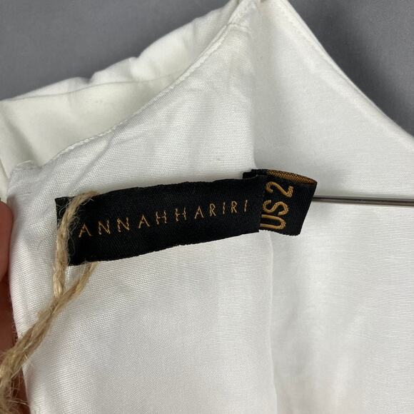 Annah Hariri White Overlay Chiffon Jumpsuit Wide Leg Size 2 Modest Palazzo READ - Picture 3 of 12